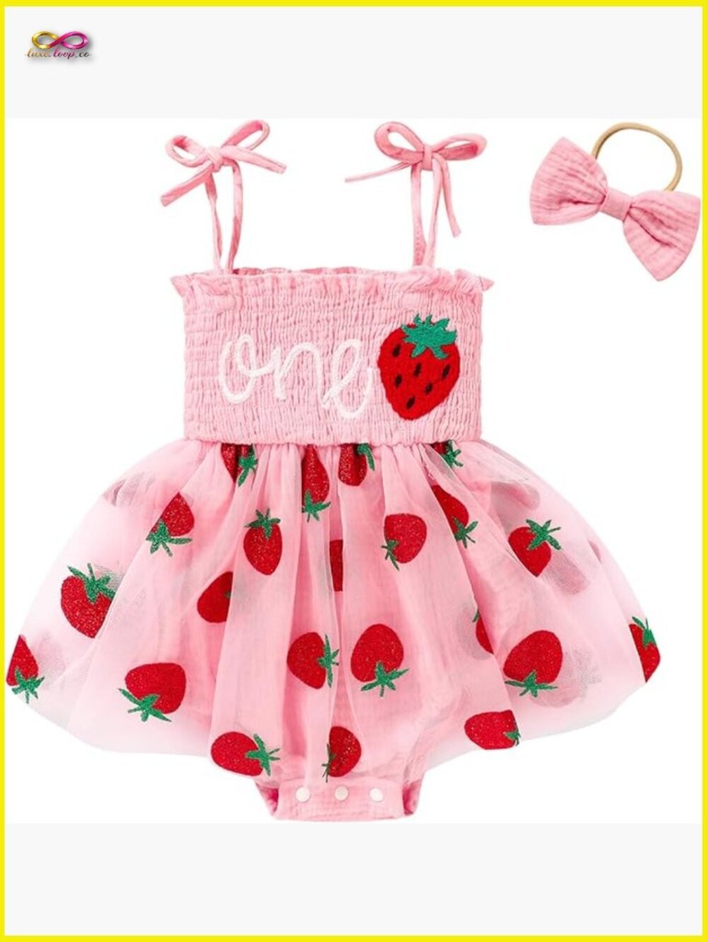 First Birthday Romper Tulle Tutu Bodysuit Sleeveless Snap Closure Baby Girl